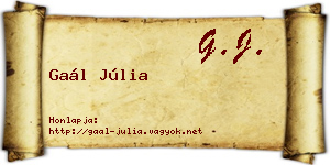 Gaál Júlia névjegykártya